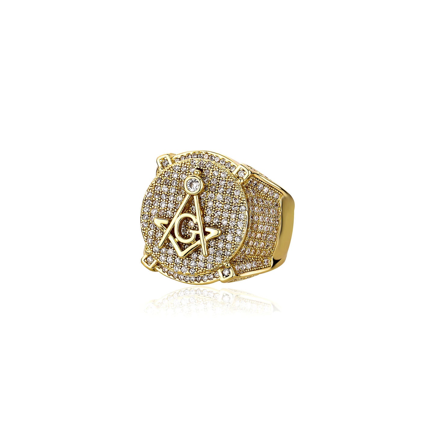 Retro AG Masonic letter ring, real gold electroplated with zircon, personalized hip-hop men's ring