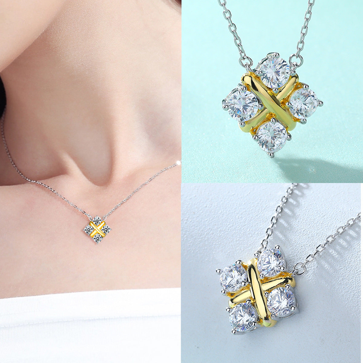The S925 sterling silver necklace is surrounded by zircon stones