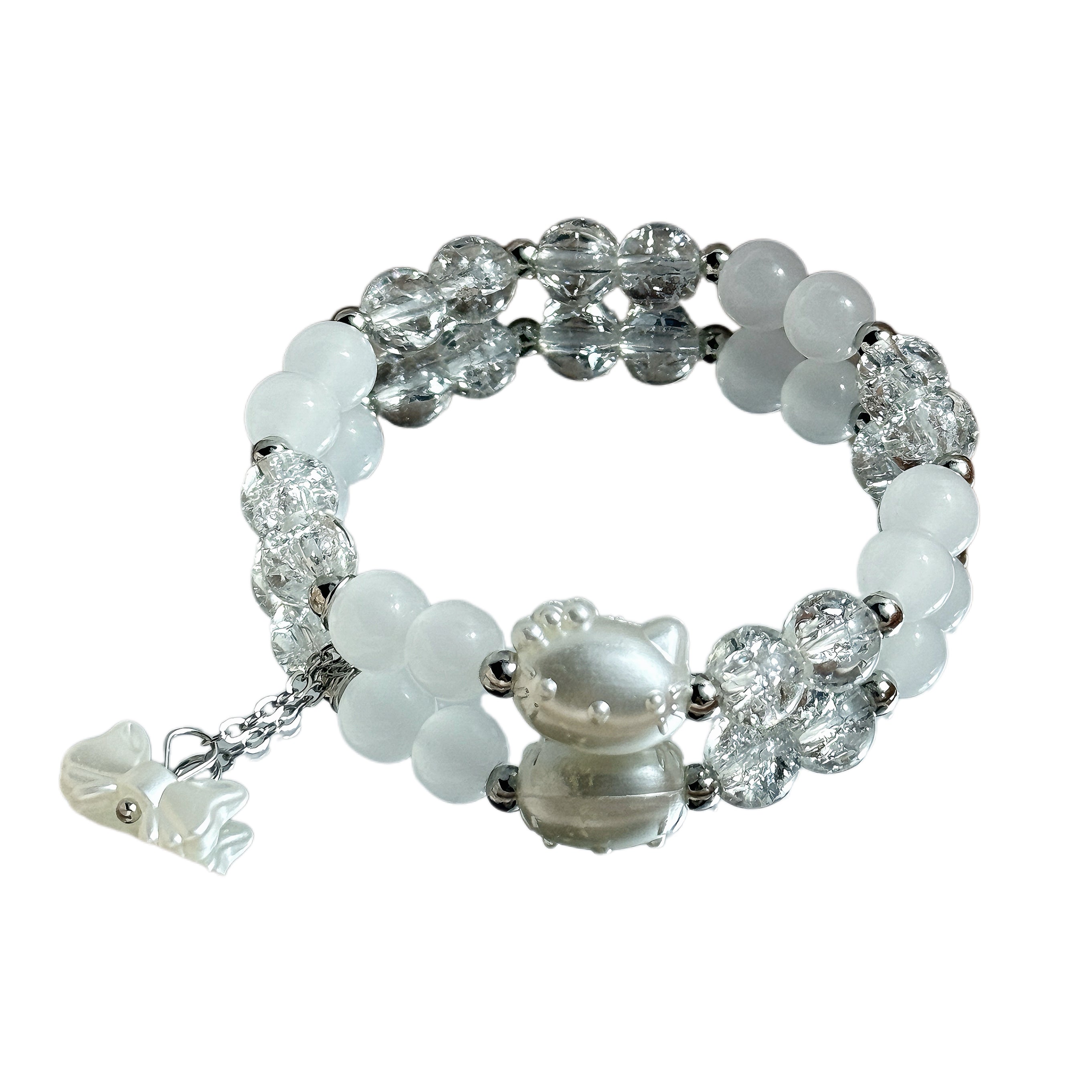 Lucky Cat Pearl Bracelet Bow Pendant Bracelet