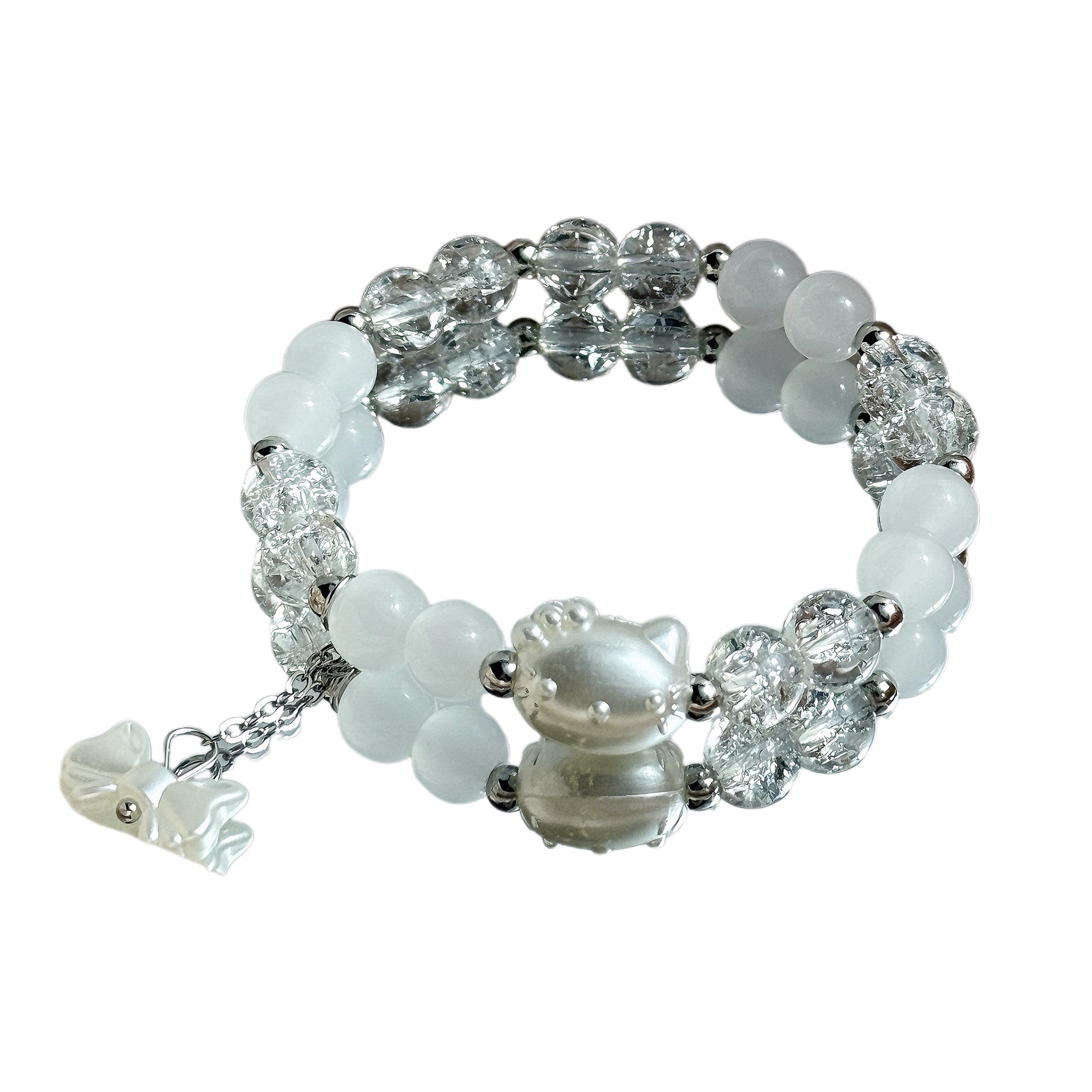 Lucky Cat Pearl Bracelet Bow Pendant Bracelet