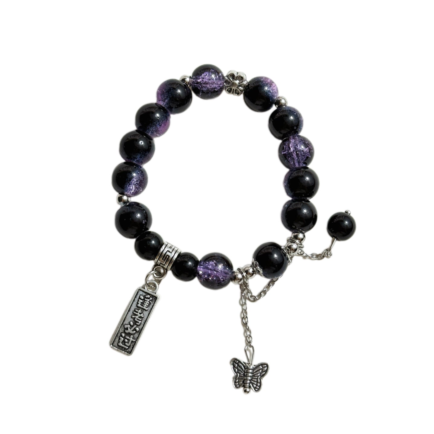 Black pearl bracelet bow pendant bracelet