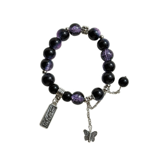 Black pearl bracelet bow pendant bracelet