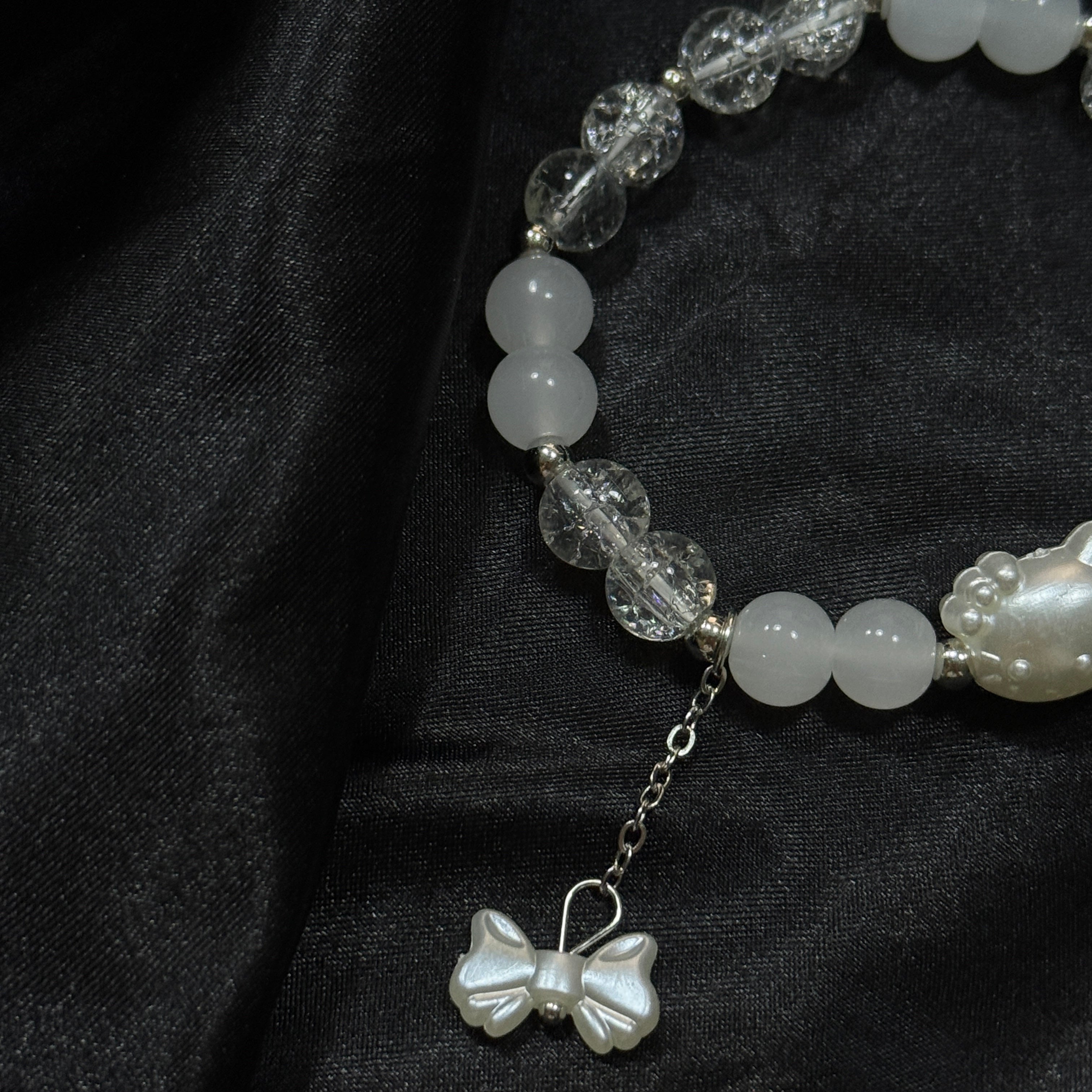 Lucky Cat Pearl Bracelet Bow Pendant Bracelet