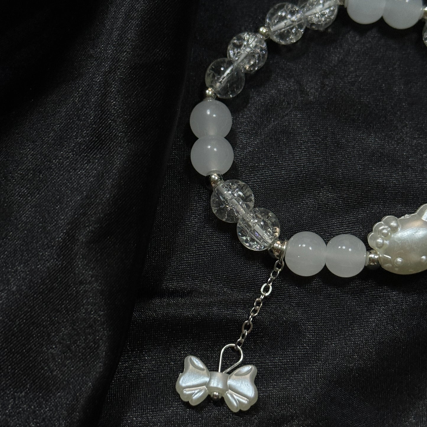 Lucky Cat Pearl Bracelet Bow Pendant Bracelet