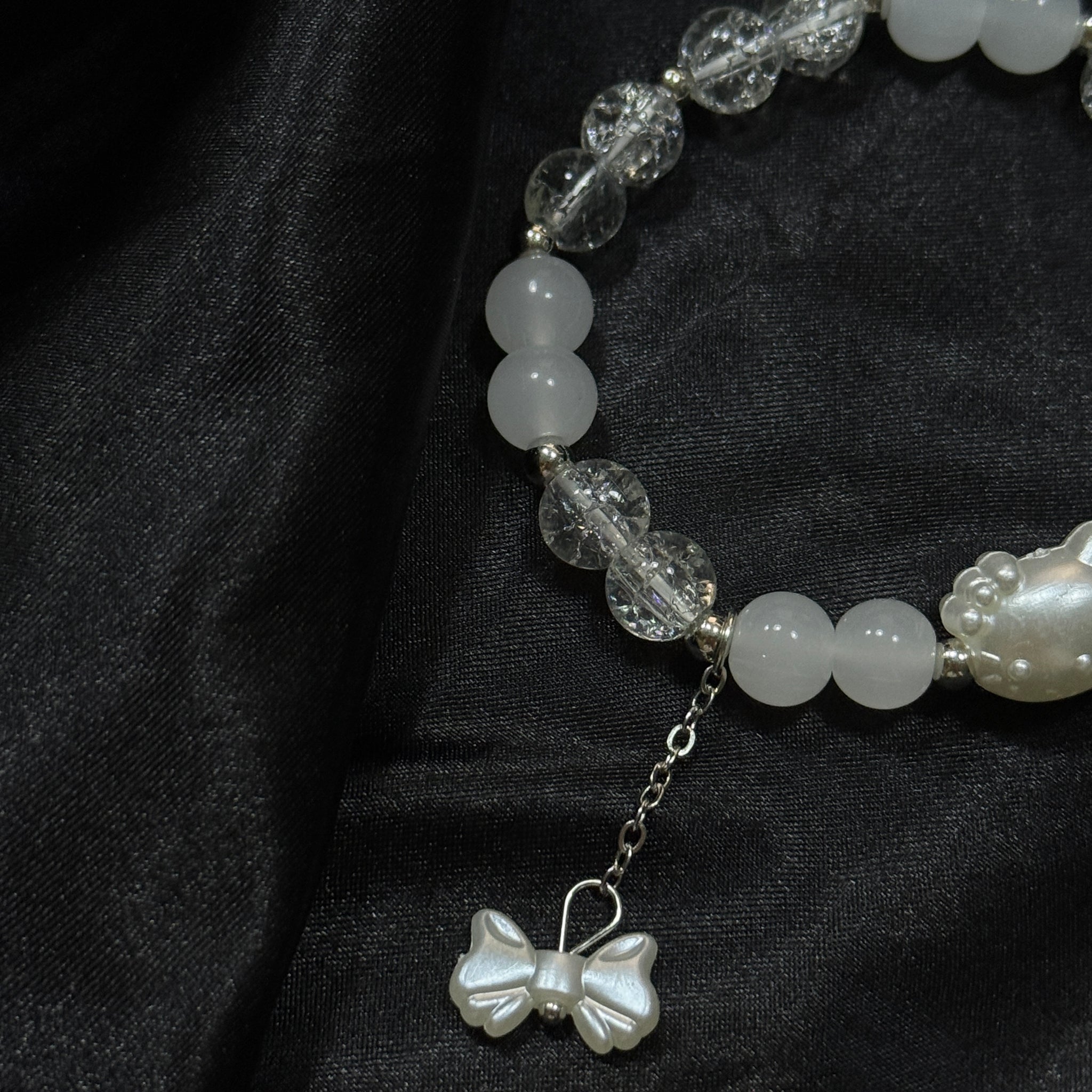 Lucky Cat Pearl Bracelet Bow Pendant Bracelet