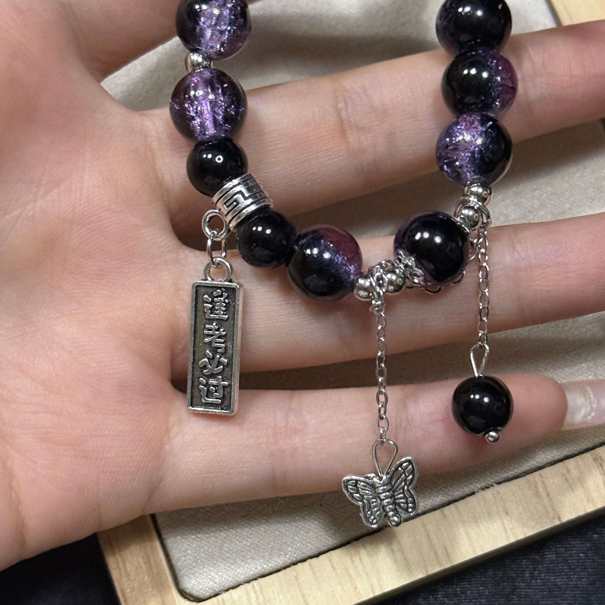Black pearl bracelet bow pendant bracelet