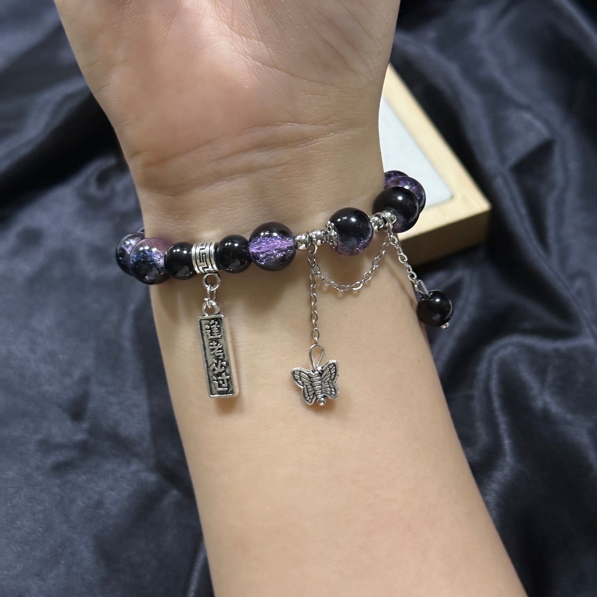 Black pearl bracelet bow pendant bracelet