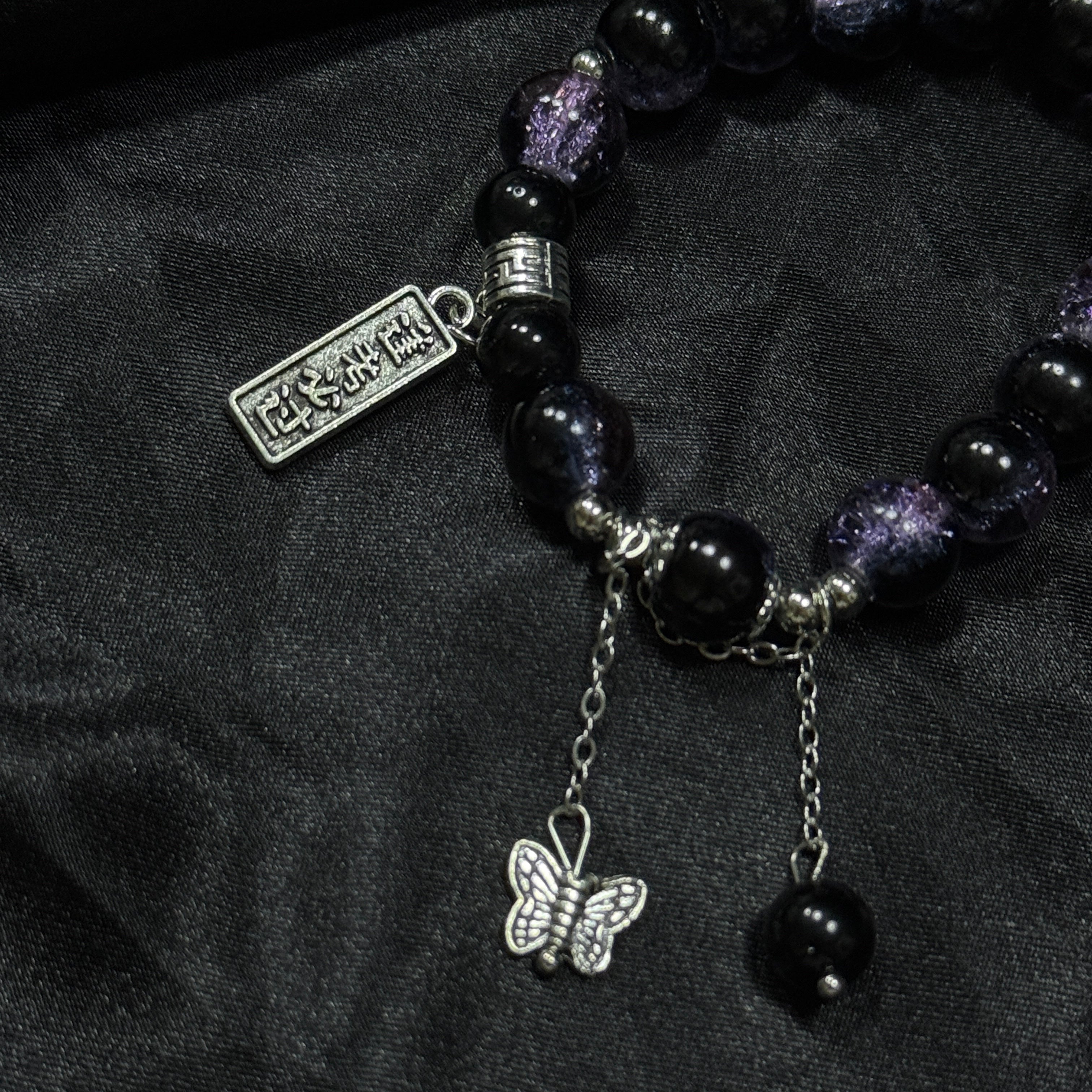 Black pearl bracelet bow pendant bracelet