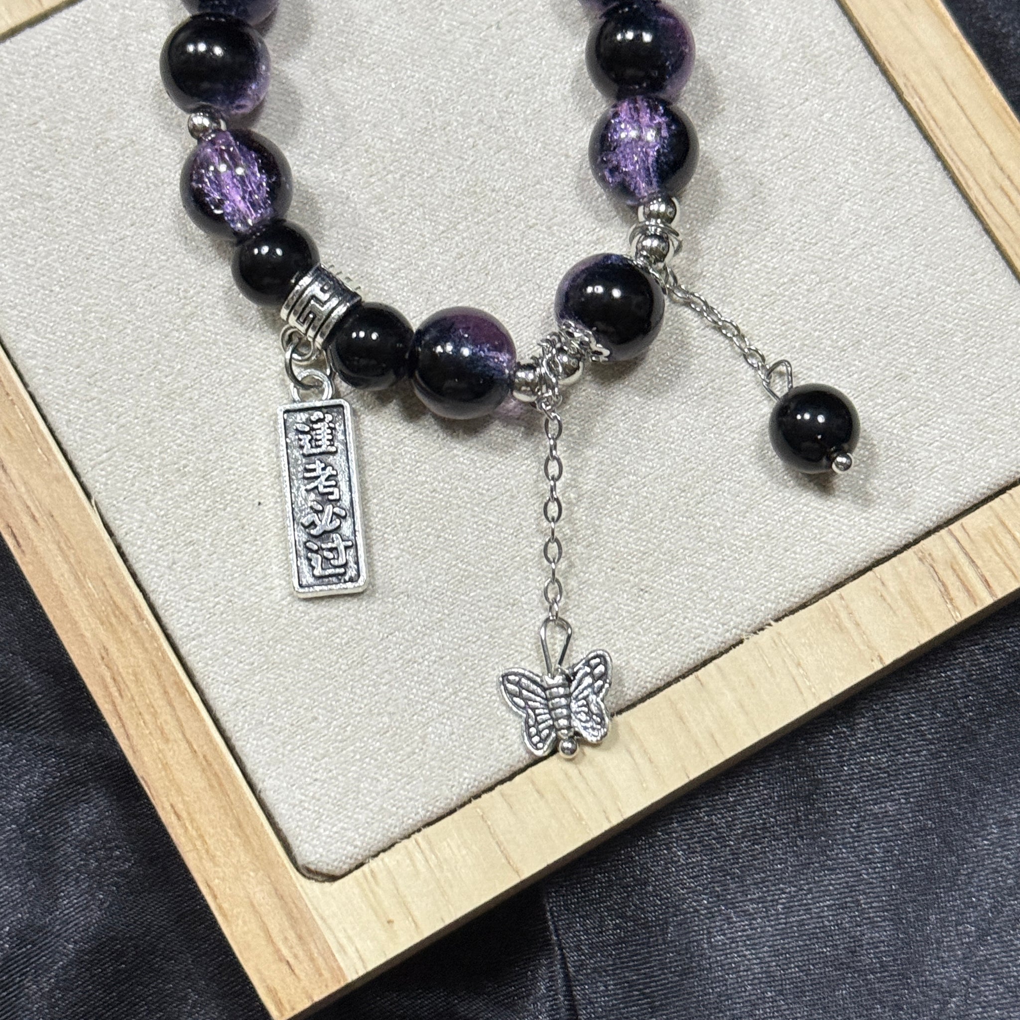Black pearl bracelet bow pendant bracelet